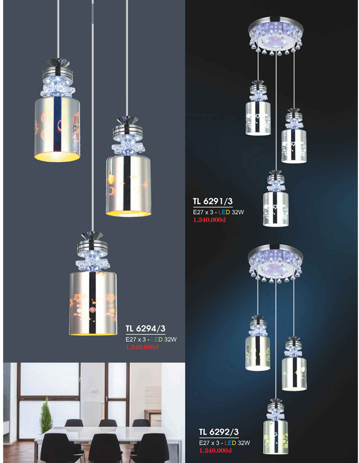 ĐÈN THẢ PHA LÊ LED TL 6294/3 , TL 6291/3 , TL 6292/3