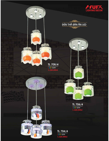  ĐÈN THẢ PHA LÊ LED TL 708/4 , TL706/4 , TL 704/4 