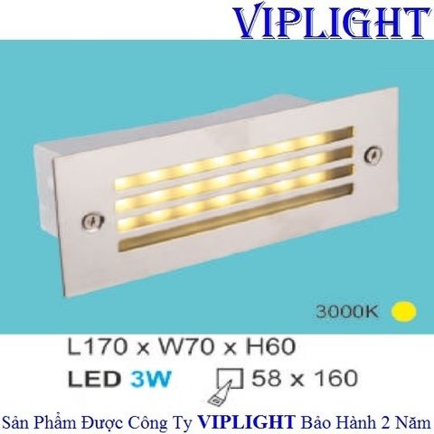  ĐÈN ÂM TƯỜNG, ĐÈN ÂM CẦU THANG, ĐÈN ÂM BẬC THANG _ MẶT CHỮ NHẬT LED 3W ACT2902 