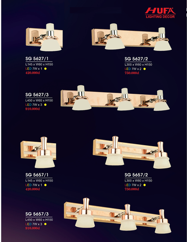  ĐÈN SOI GƯƠNG, RỌI TRANH SG 5627/1, 5627/2, 5627/3, 5657/1, 5657/2, 5657/3 