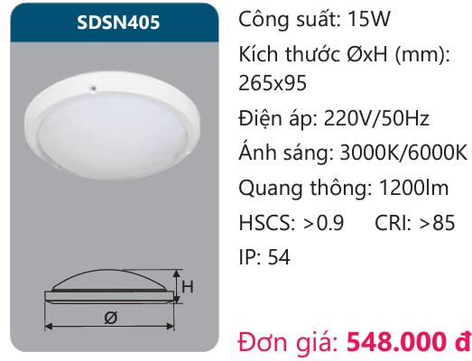 ĐÈN ỐP TRẦN LED DUHAL 15W SDSN405