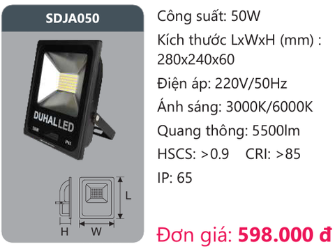  ĐÈN PHA LED DUHAL 50W SDJA050 