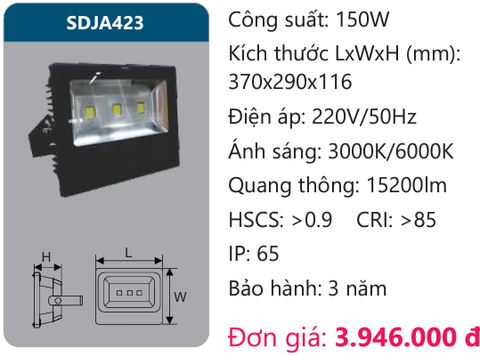  ĐÈN PHA LED 150W DUHAL SDJA423 