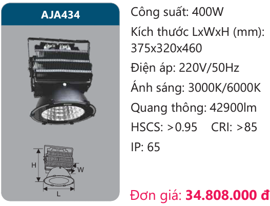 ĐÈN PHA LED DUHAL 400W AJA434