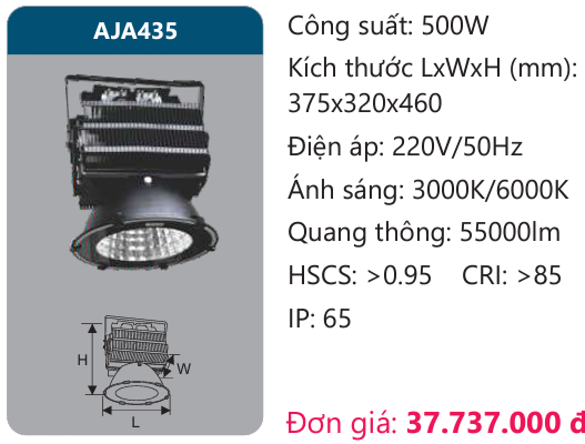 ĐÈN PHA LED DUHAL 500W AJA435