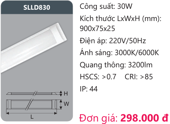 ĐÈN LED TUÝP DẸP CHỤP MICA DUHAL 0,9M SLLD830