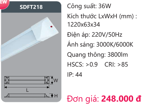  ĐÈN TUÝP LED DUHAL SDFT218 36W 