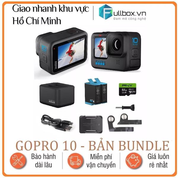  Gopro 10 - bundle refurbished - tặng kèm dock sạc đôi và thêm 1 pin 