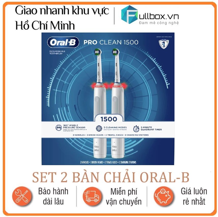  Set 2 bàn chải điện oral-b pro clean 1500 