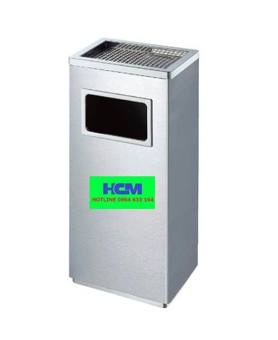  Thùng Rác Inox Gạt Tàn Vuông HCM - 240x240x610H 