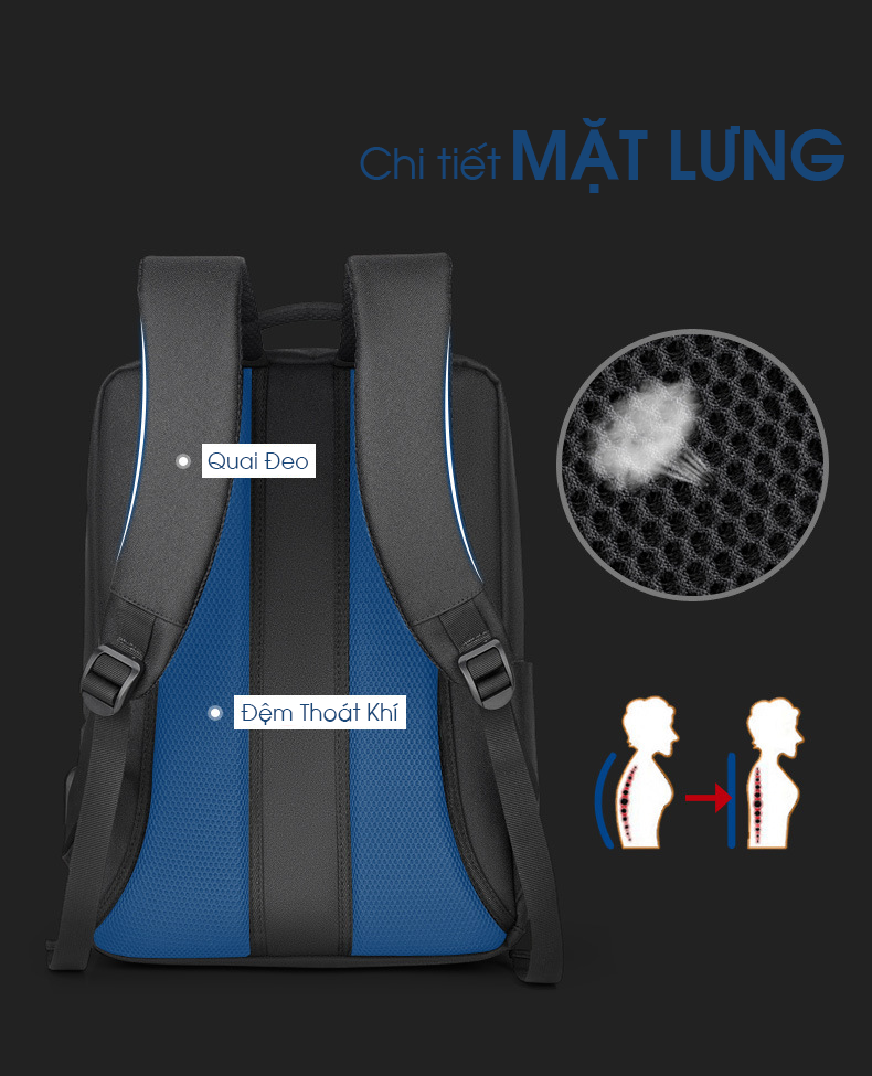 Balo Laptop Văn Phòng Cao Cấp Có Cổng Sạc USB PRAZA - BLS0198