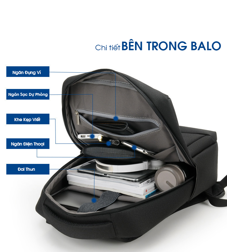 Balo Laptop Văn Phòng Cao Cấp Có Cổng Sạc USB PRAZA - BLS0198