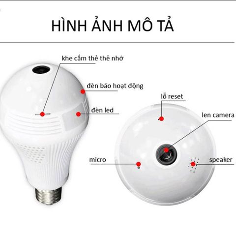  camera IP wifi dạng bóng đèn phát sáng app yoosee, có hồng ngoại xem đêm HD 960P - 1.3MP 