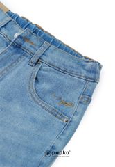 Quần jeans nữ lưng thun Papka 4057 form baggy xanh nhạt