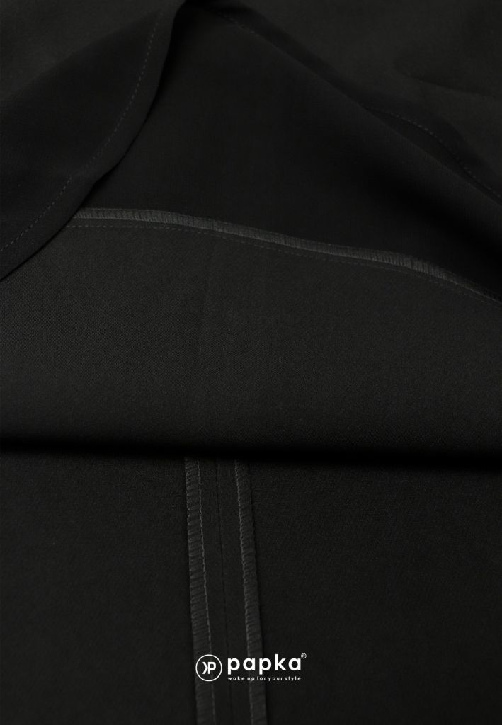 Áo kiểu nữ Papka 3057 voan đen vạt bầu khóa kéo sau