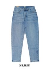 Quần jeans dài nữ Papka 4053 form regular xanh nhạt