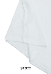 Áo nữ Papka 3023 trắng cotton xược phối họa tiết bên ngực