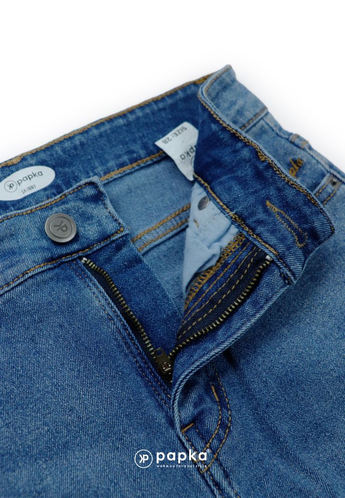 Quần jeans dài nữ Papka 4066 form skinny xanh