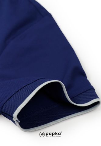Áo nam Papka 1116 xanh đen phối viền trụ áo
