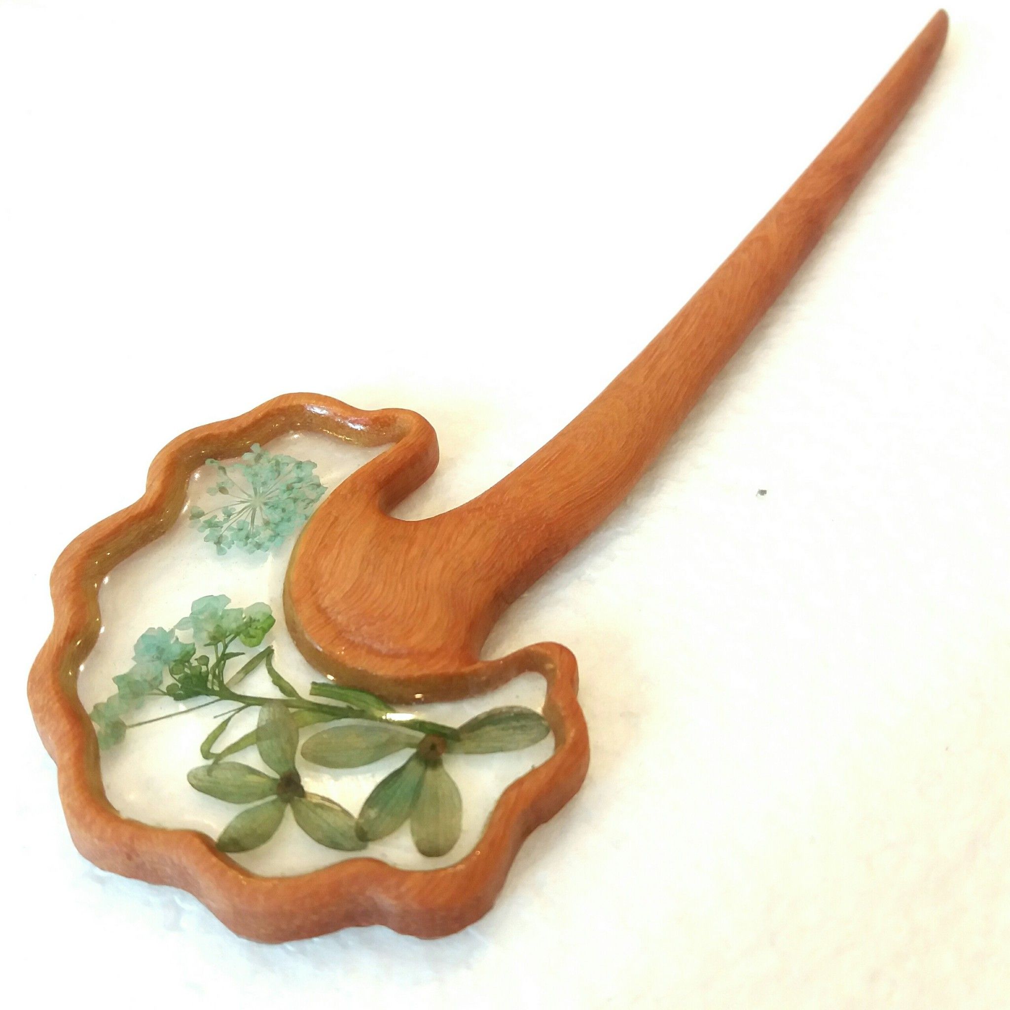 Trâm cài tóc gỗ- resin- hoa khô 14