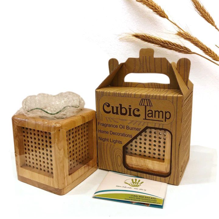 Đèn xông tinh dầu gỗ Cubic Square