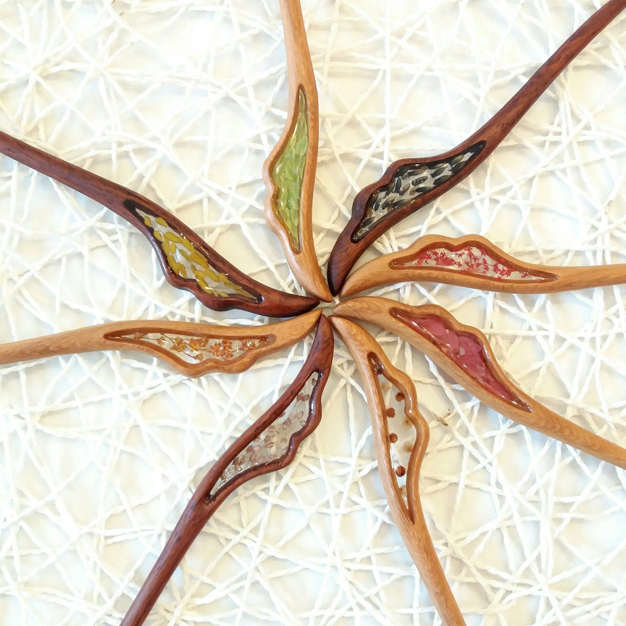 Trâm cài tóc gỗ- resin- hoa khô 5