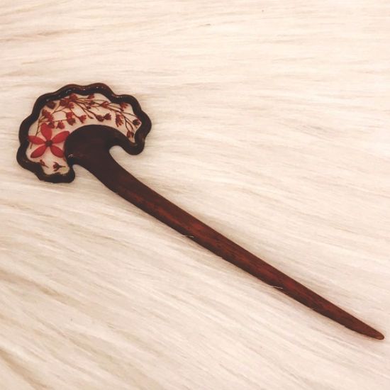 Trâm cài tóc gỗ- resin- hoa khô 3