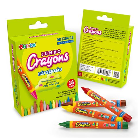  Văn Phòng Phẩm DUKA: Bút Sáp Màu - Jumbo Crayons - 18 Màu (DK 3304 - 18) 