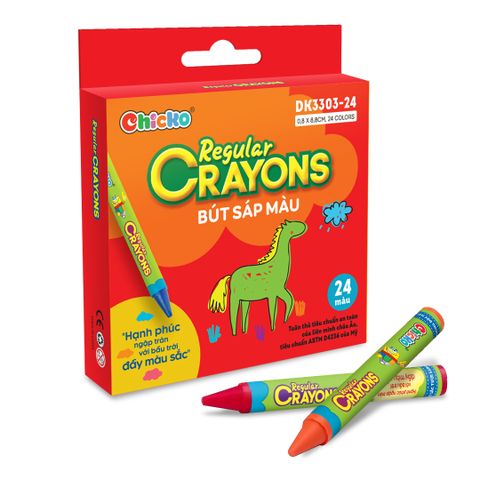  Văn Phòng Phẩm DUKA: Bút Sáp Màu - Regular Crayons - 24 Màu (DK 3303-24) 