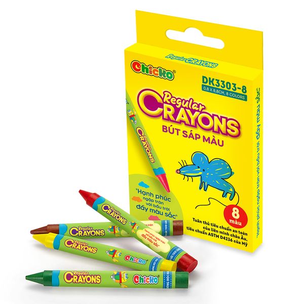 Văn Phòng Phẩm DUKA: Bút Sáp Màu - Regular Crayons - 8 Màu (DK 3303 - 8)