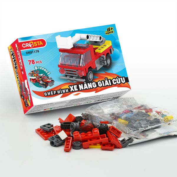 Đồ Chơi DUKA: Ghép Hình - Lực Lượng Cứu Hộ - Xe Nâng Giải Cứu - 78 Chi Tiết - DK81178