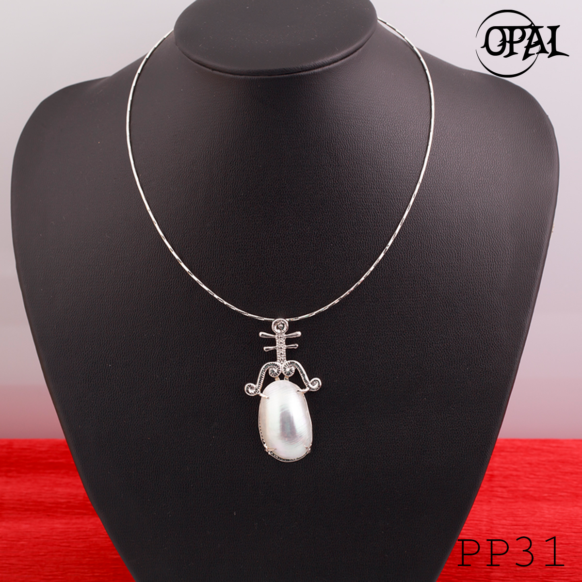 PP31- Dây chuyền bạc kèm mặt Ngọc Trai OPAL