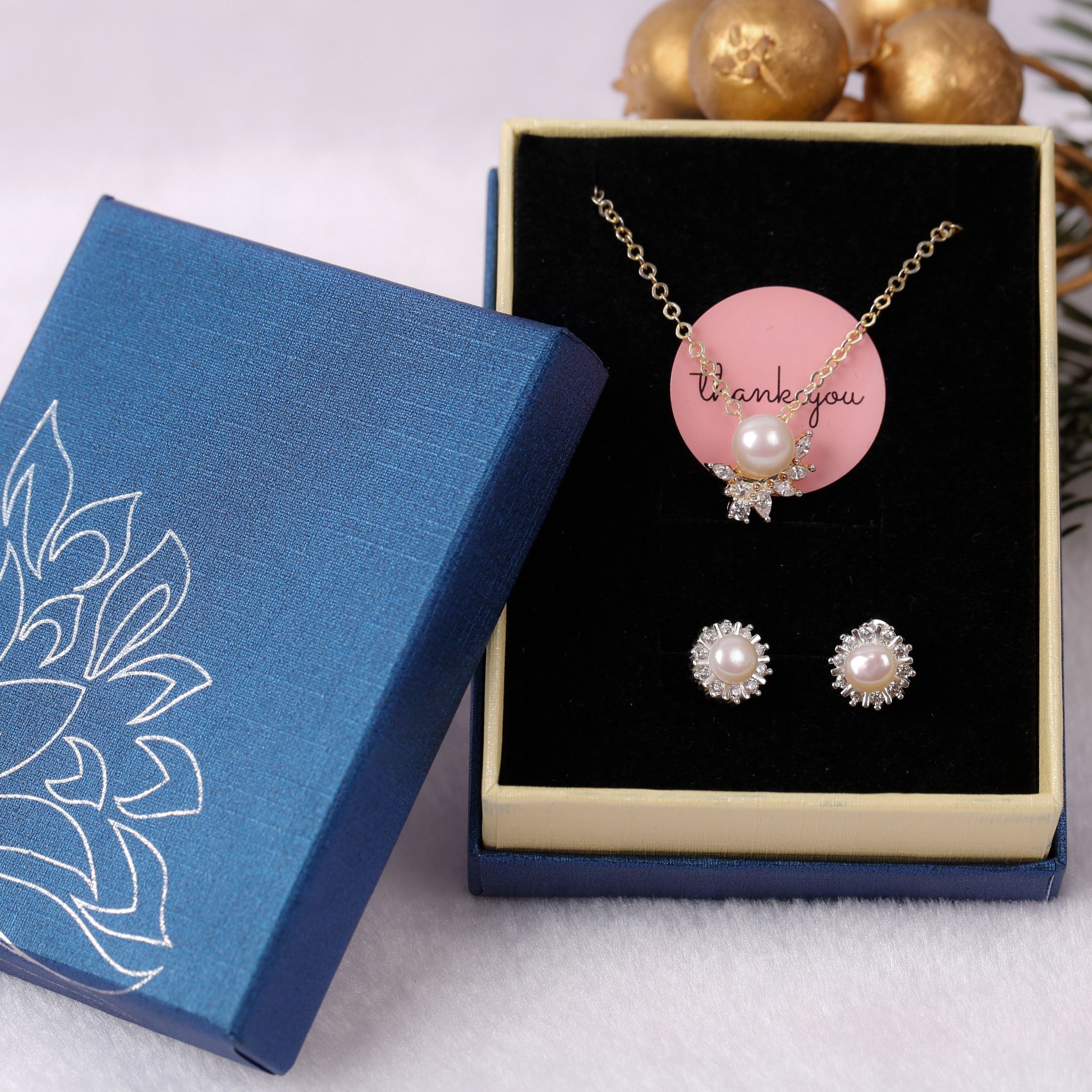 Dây chuyền và Hoa tai bạc đính Ngọc trai phong cách trẻ trung thương hiệu Opal