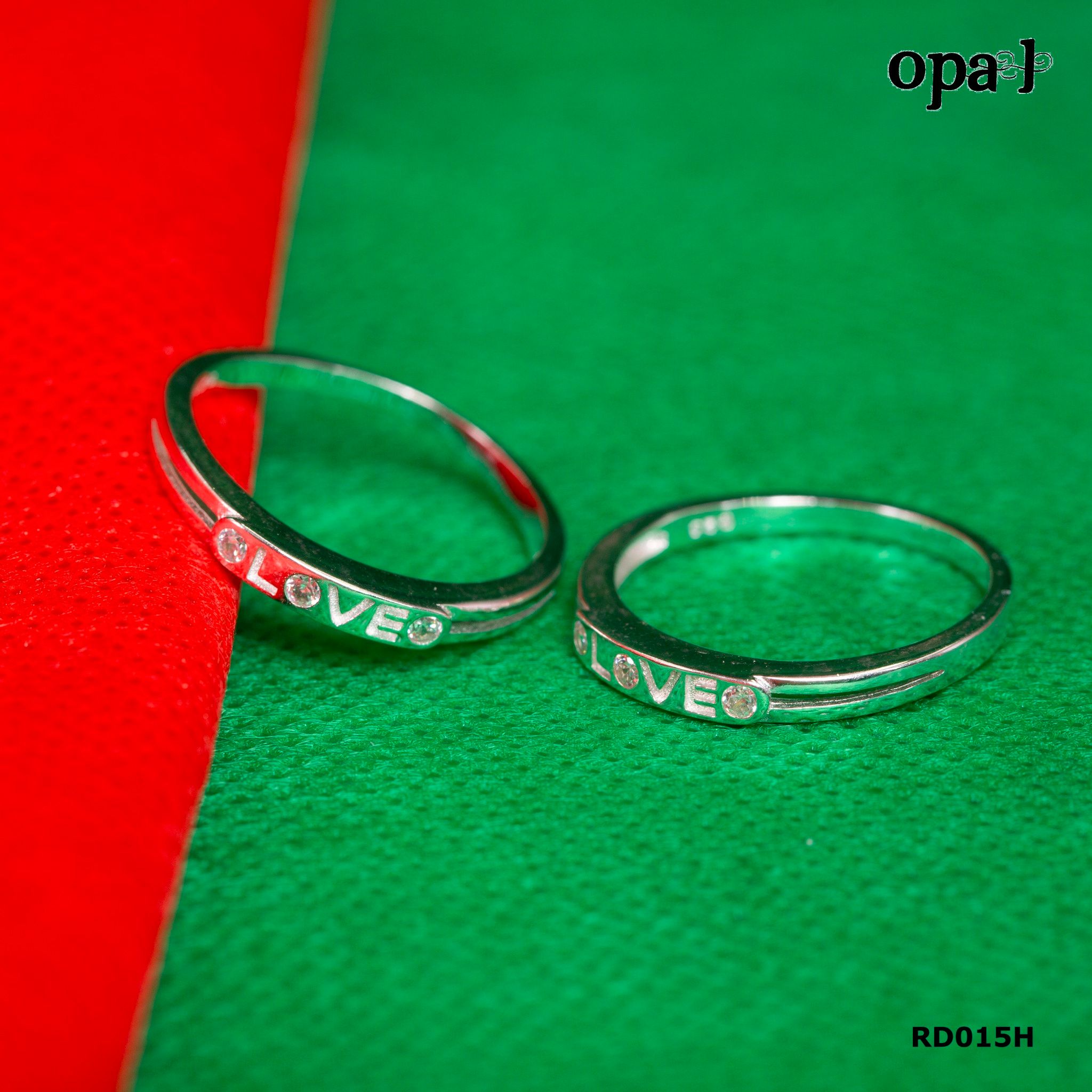 RD015H - Nhẫn đôi bạc cao cấp OPAL