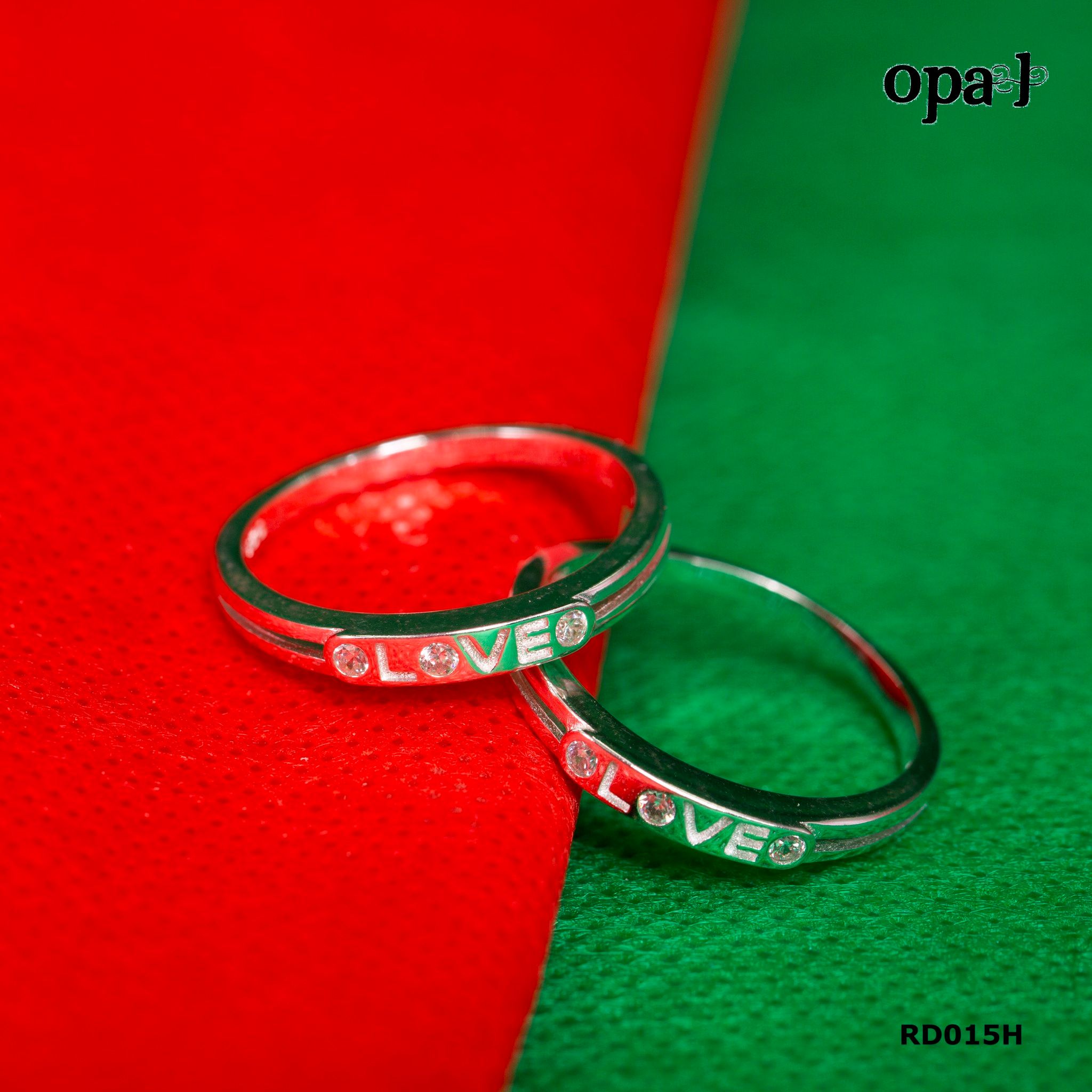 RD015H - Nhẫn đôi bạc cao cấp OPAL