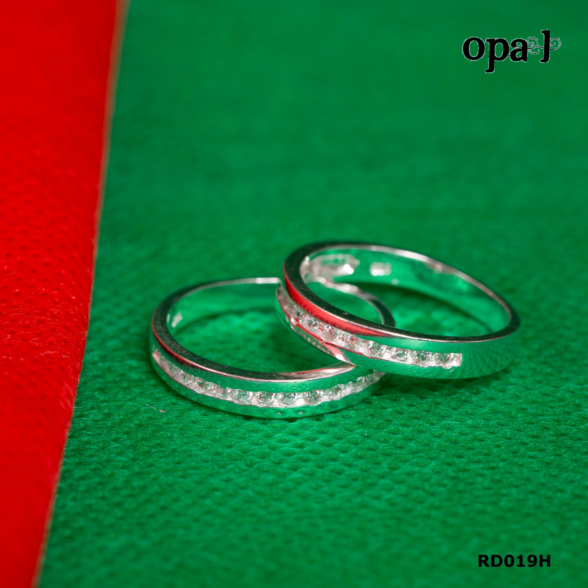 RD019H - Nhẫn đôi bạc cao cấp OPAL