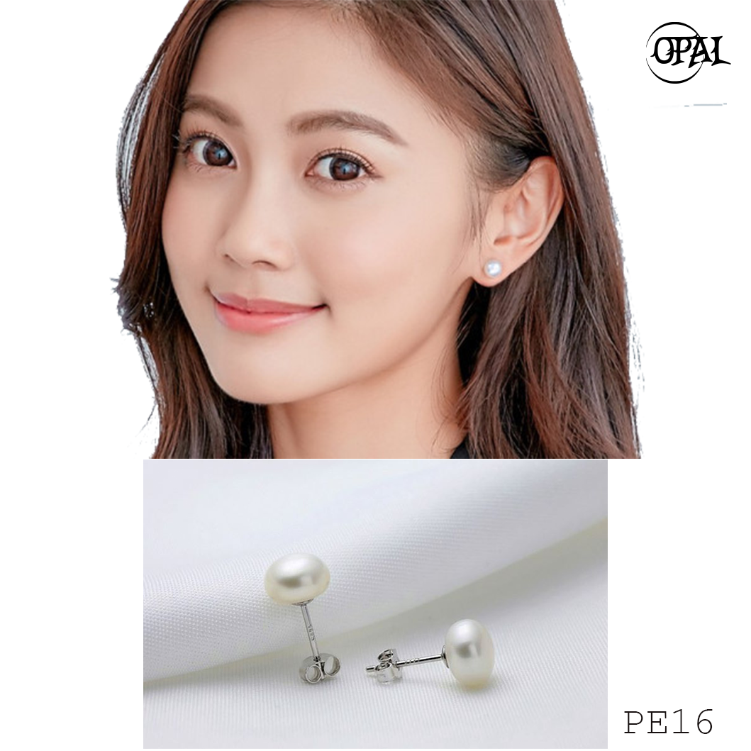PE16 - Hoa tai bạc đính ngọc trai