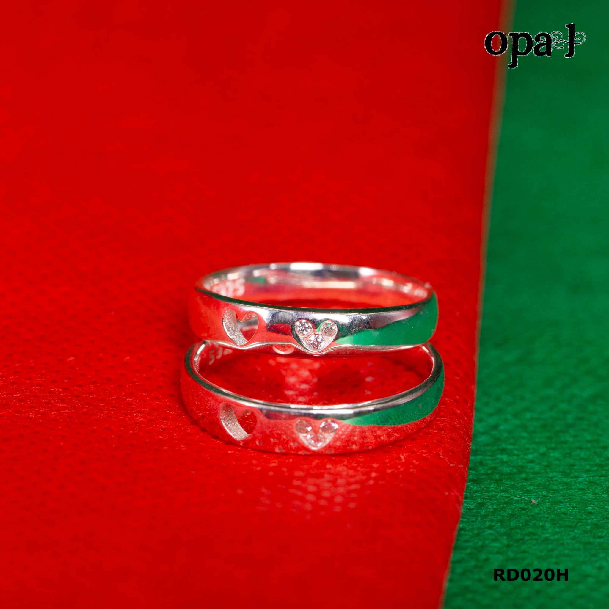 RD020H - Nhẫn đôi bạc cao cấp OPAL
