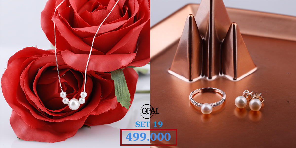SET 19 - Bộ trang sức ngọc trai và bạc Opal