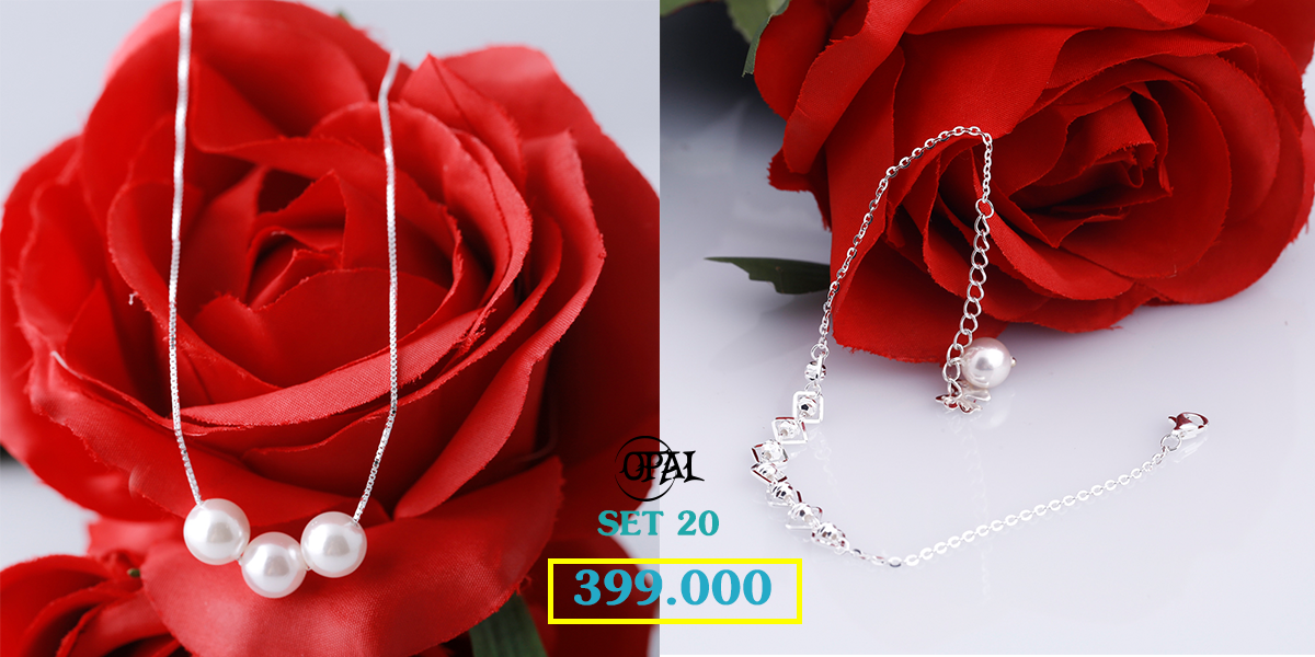 SET 20 - Bộ trang sức ngọc trai và bạc Opal