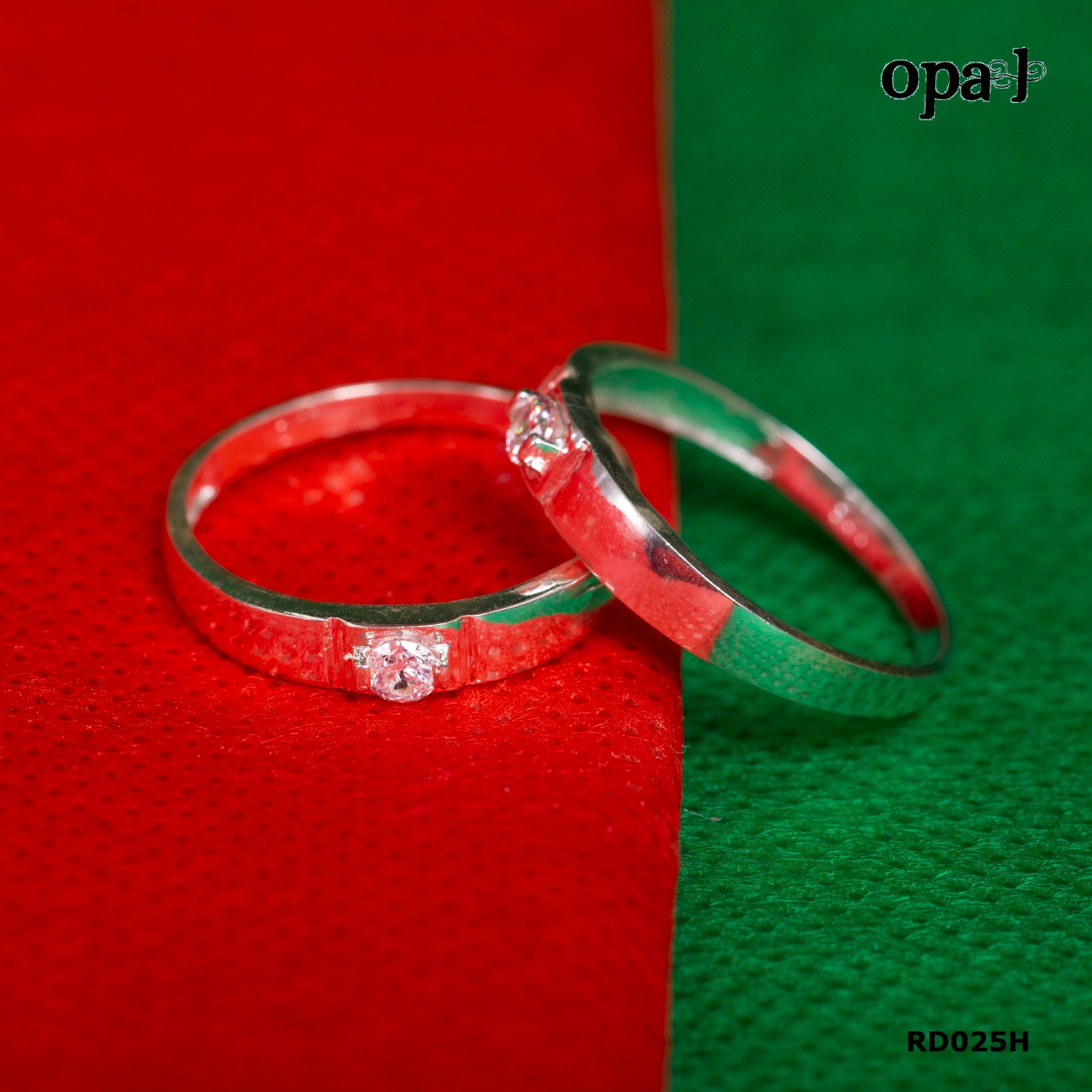 RD025H - Nhẫn đôi bạc cao cấp OPAL