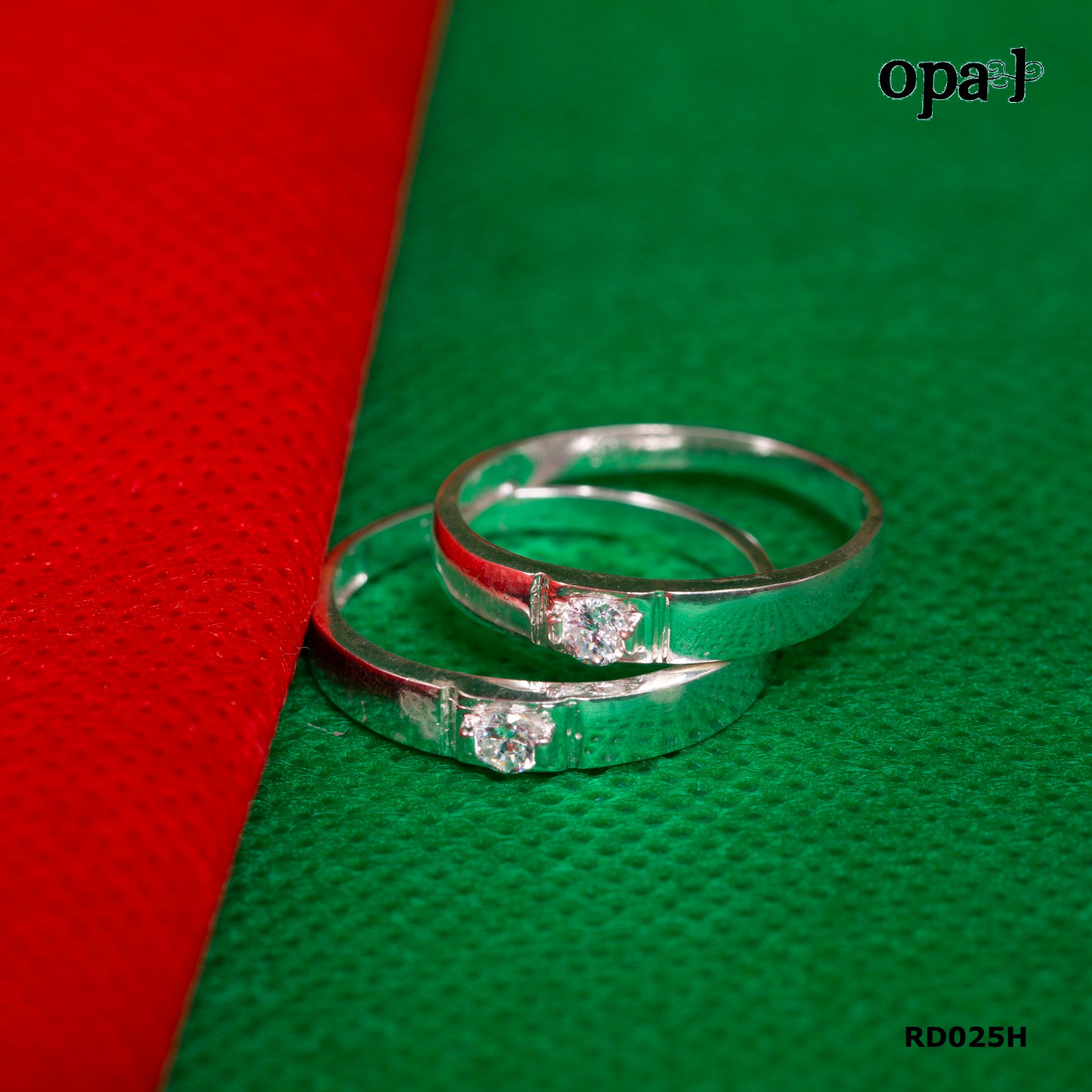 RD025H - Nhẫn đôi bạc cao cấp OPAL