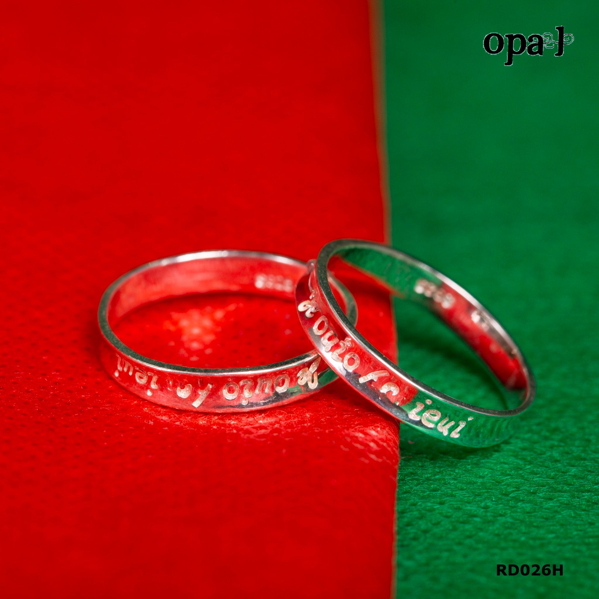 RD026H - Nhẫn đôi bạc cao cấp OPAL