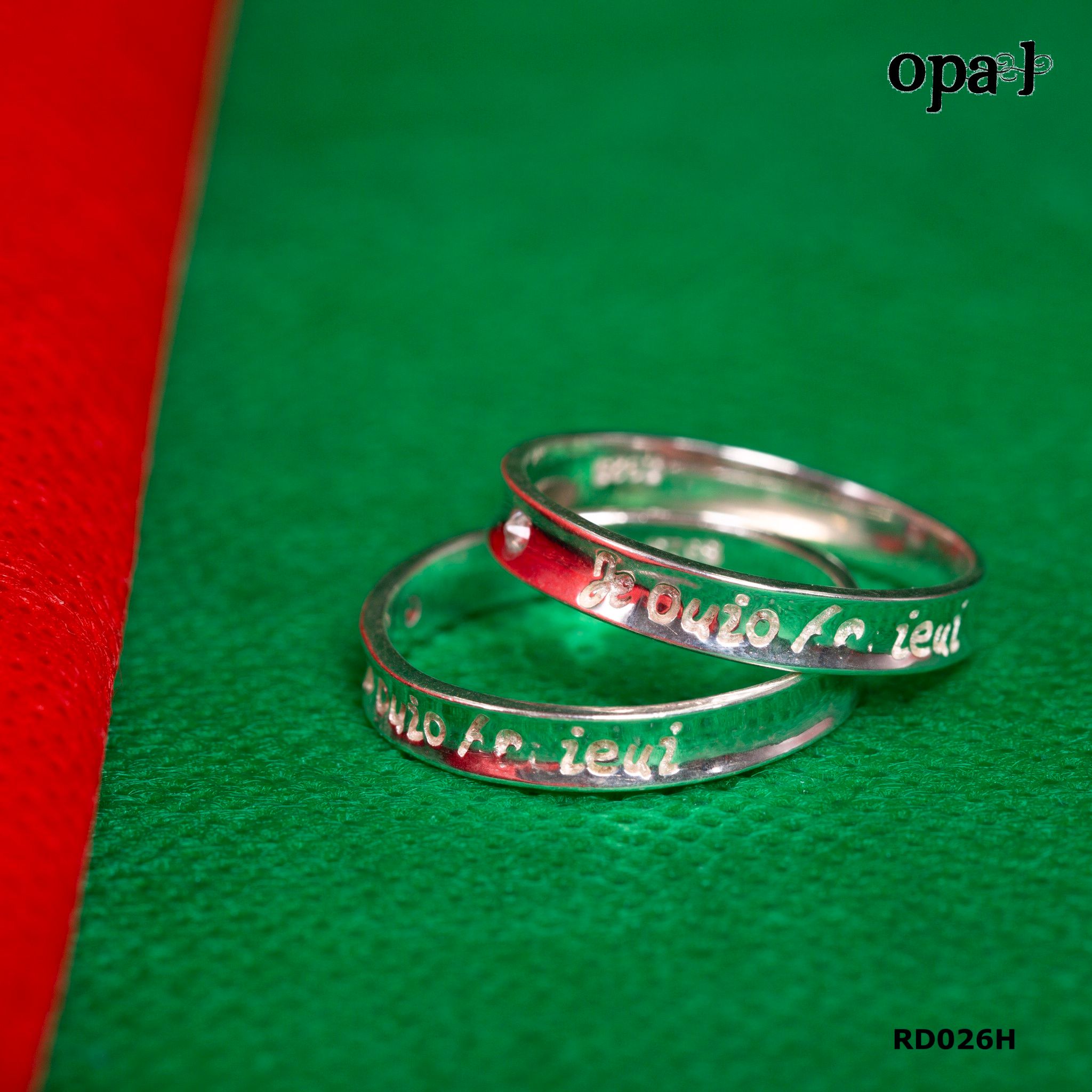 RD026H - Nhẫn đôi bạc cao cấp OPAL