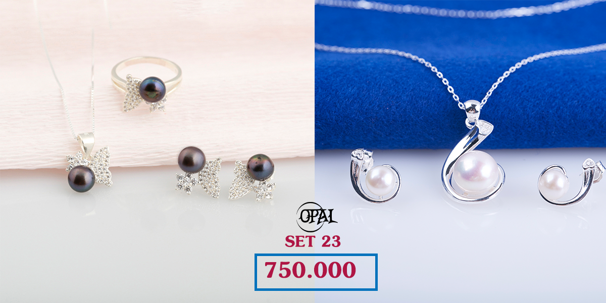 SET 23 - Bộ trang sức ngọc trai và bạc Opal