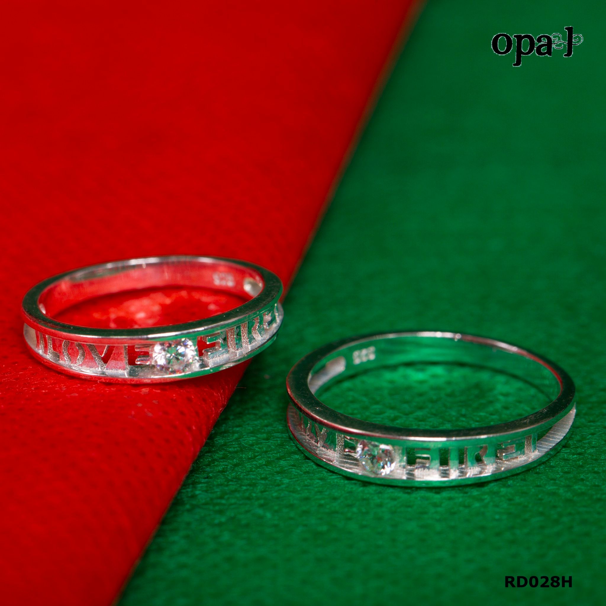 RD028H - Nhẫn đôi bạc cao cấp OPAL