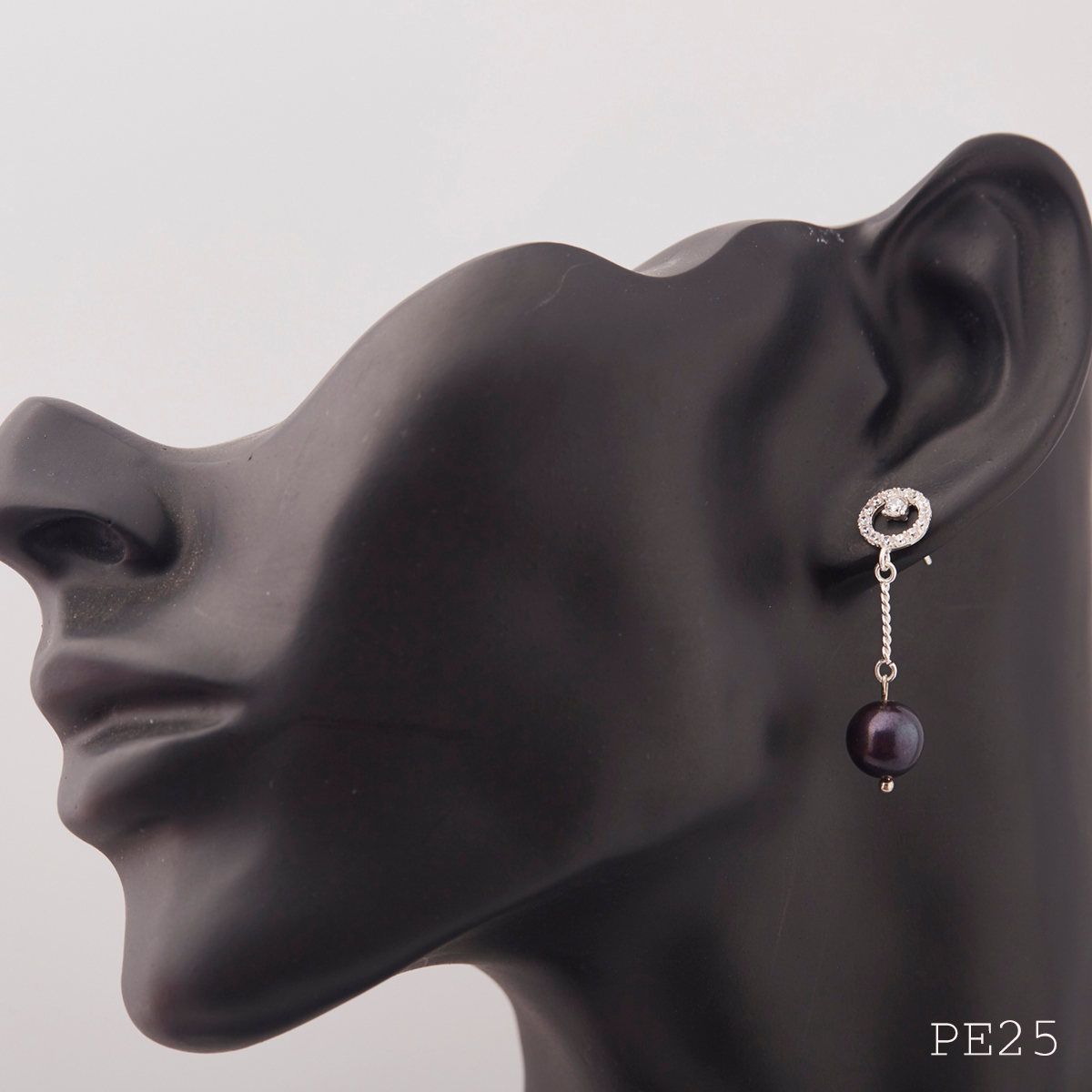 PE25- Hoa tai bạc đính ngọc trai OPAL