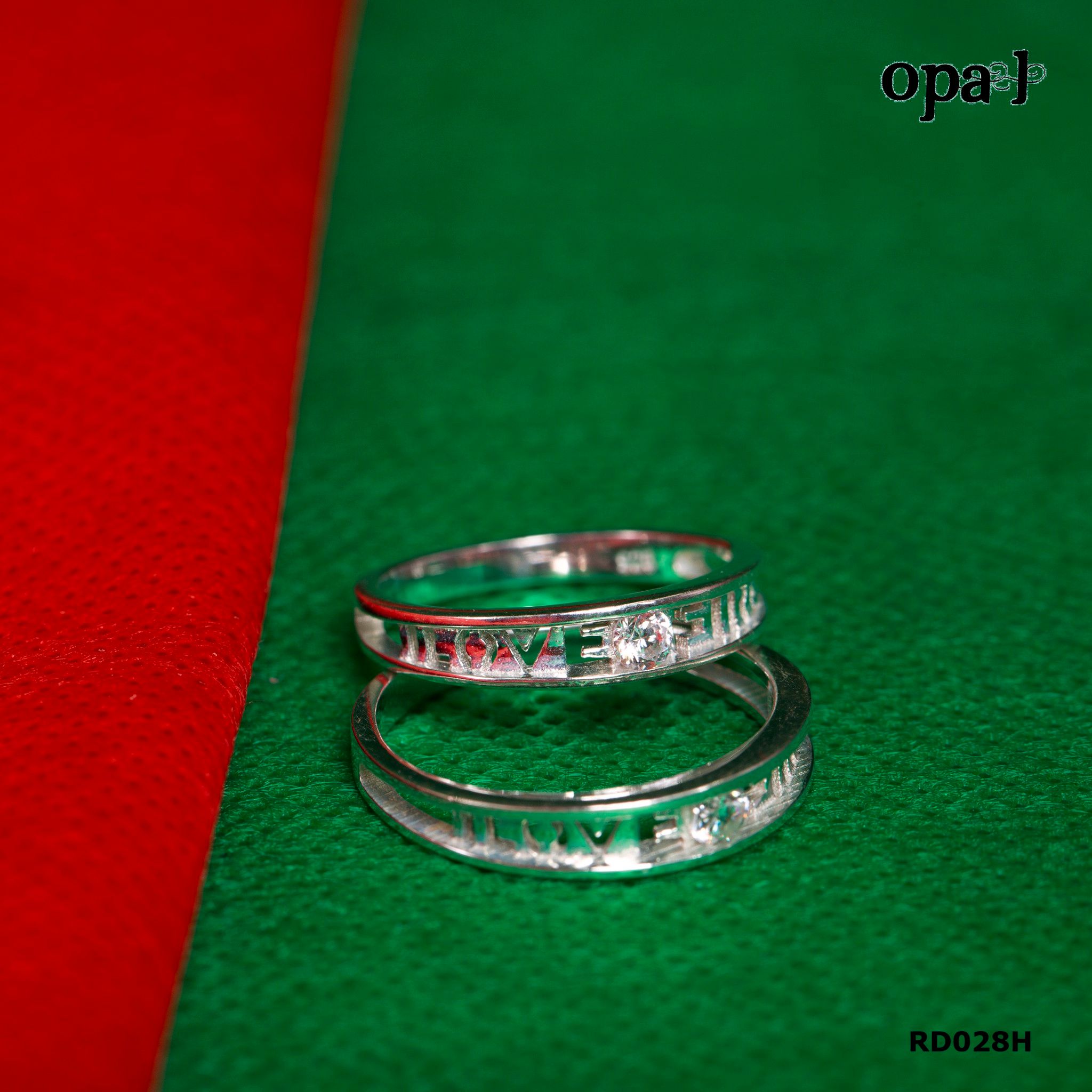 RD028H - Nhẫn đôi bạc cao cấp OPAL