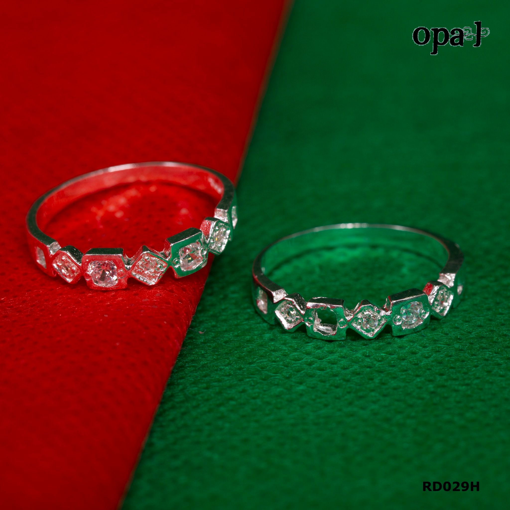 RD029H - Nhẫn đôi bạc cao cấp OPAL