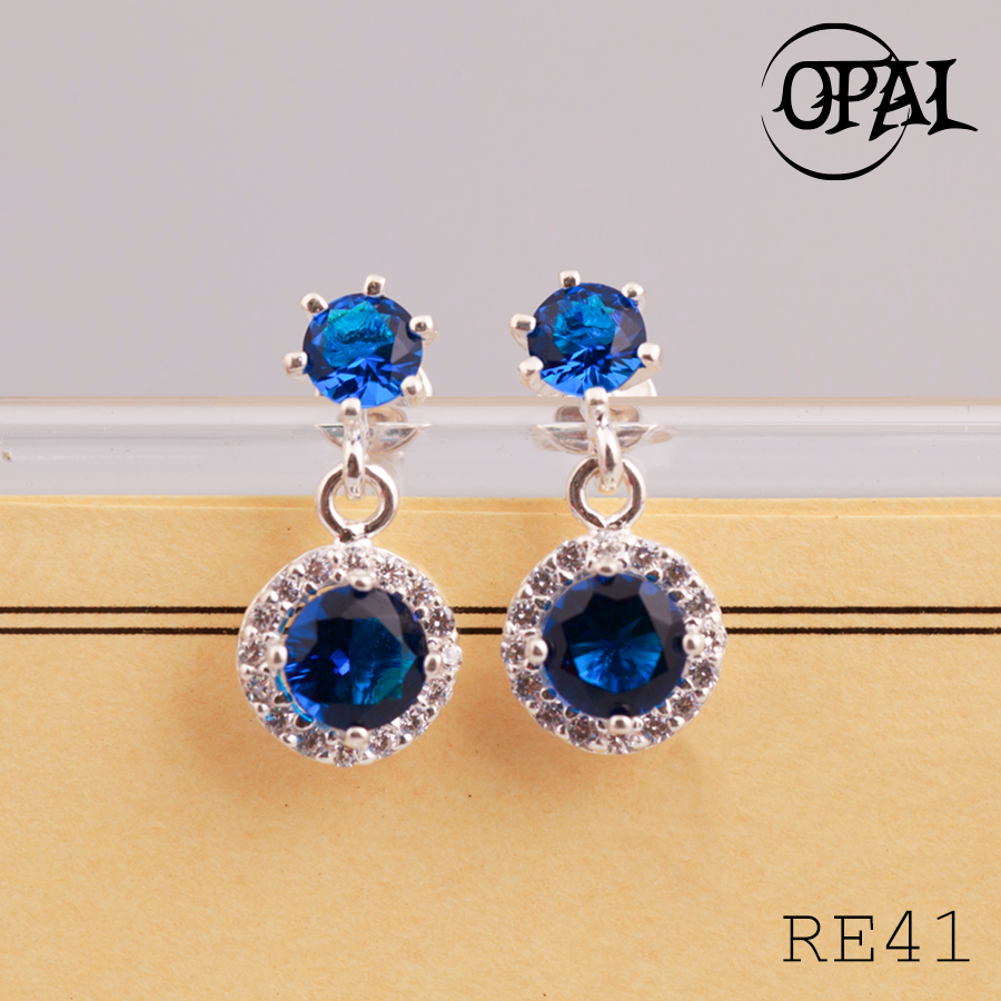 RE41- Hoa tai bạc đính đá Ross OPAL